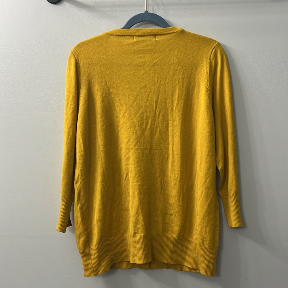 MAK Sweater Yellow V Neck 3/4 Length Sleeve Cardigan 3XL - Picture 2 of 5